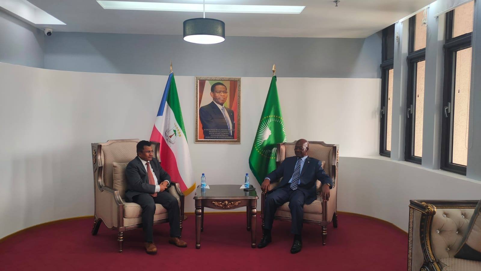 Shri Sevala Naik Mude, Additional Secretary (Central & West Africa) paid a courtesy call on H.E. Mr. Marcos Mba Ondo, Minister Delegate of Ministry of Foreign Affairs, International Cooperation and Diaspora during his visit to Equatorial Guinea.