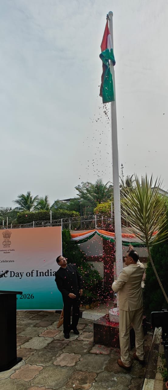 Embassy of India in Malabo celebrated the 77th Republic Day of India at the Embassy premises with patriotic zeal and fervent enthusiasm. Glimpses of the celebration.