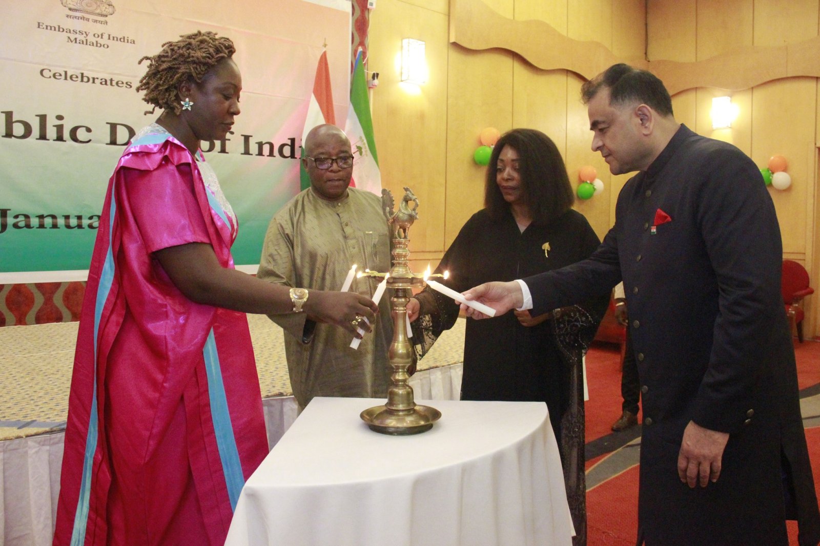 The Embassy hosted a reception on the occasion of the 77th Republic Day. H.E. Mrs. Mari-Cruz Evuna Andeme, Secretary of State, Ministry of Foreign Affairs of Equatorial Guinea graced the occasion as the Chief Guest. Glimpses of the reception.