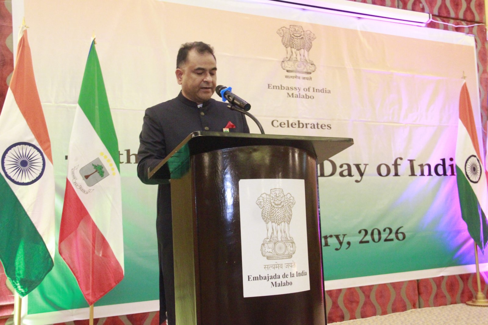 The Embassy hosted a reception on the occasion of the 77th Republic Day. H.E. Mrs. Mari-Cruz Evuna Andeme, Secretary of State, Ministry of Foreign Affairs of Equatorial Guinea graced the occasion as the Chief Guest. Glimpses of the reception.