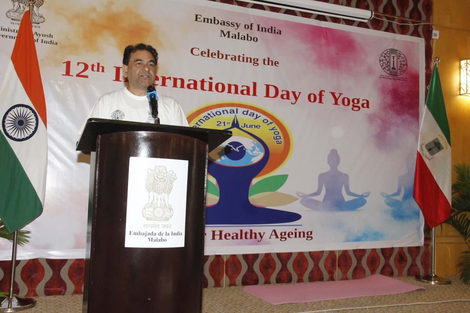 Embassy of India, Malabo celebrated the 12th International Day of Yoga at Bisila Palace, Malabo on 21 June, 2026 with Indian diaspora and friends of India.