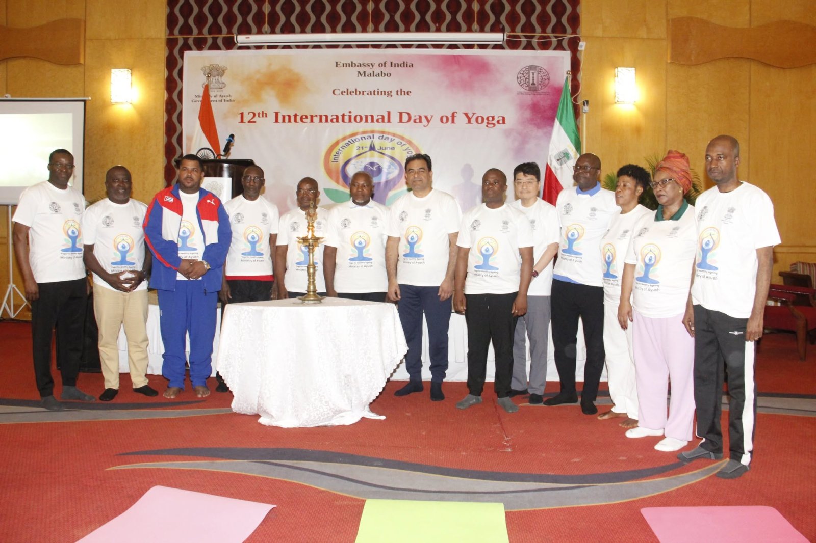 Embassy of India, Malabo celebrated the 12th International Day of Yoga at Bisila Palace, Malabo on 21 June, 2026 with Indian diaspora and friends of India.