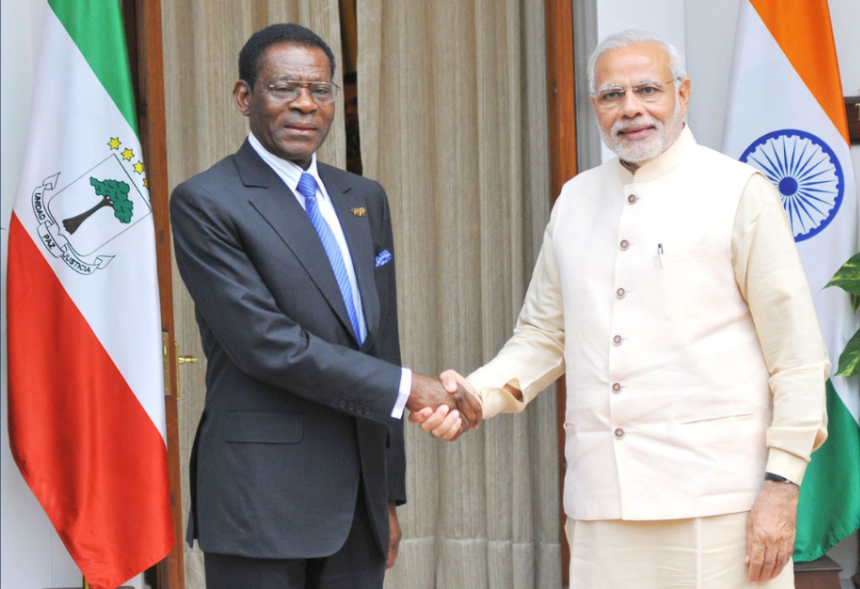 Honb’le PM Shri Narendra Modi meeting the President of Equatorial Guinea, Mr. Obiang Nguema Mbasogo, during the 3rd India Africa Forum Summit, in New Delhi on October 28, 2015.
